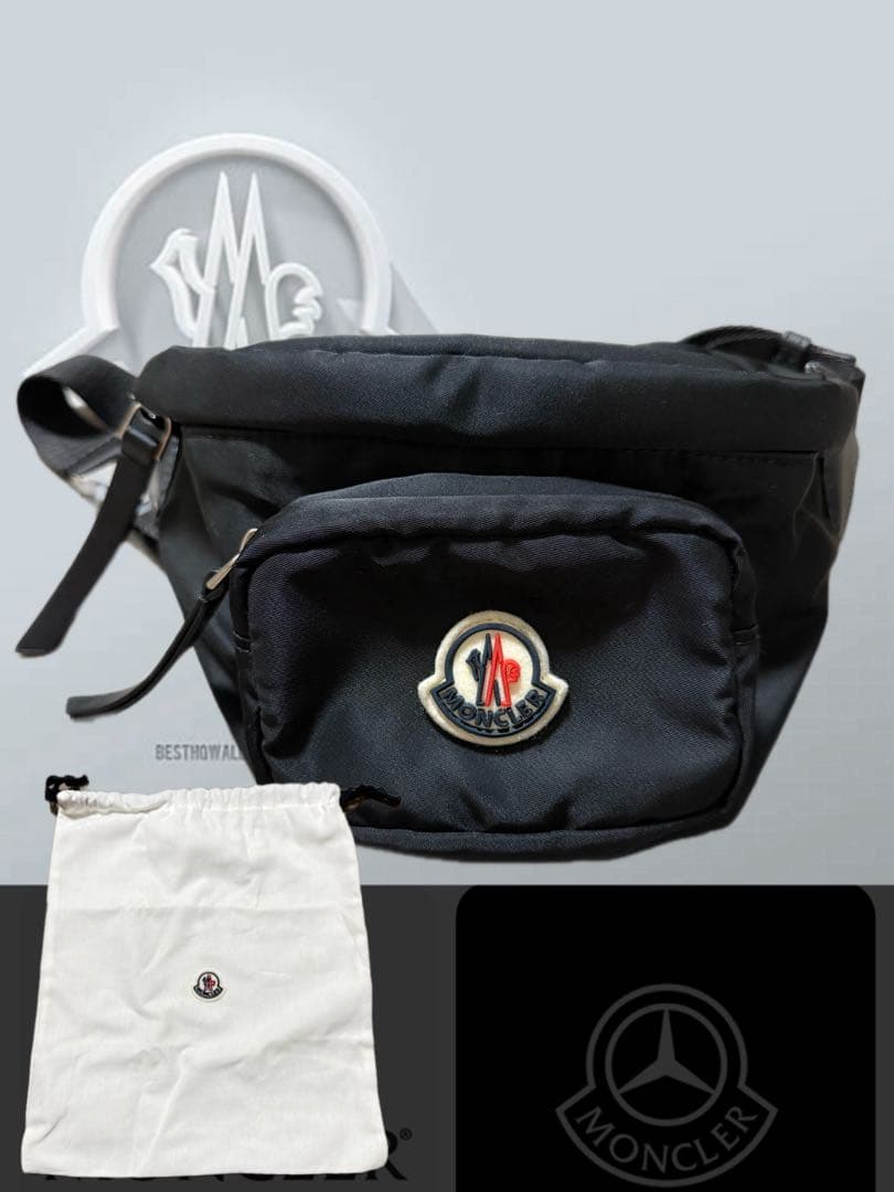 MONCLER モンクレールボディバッグ ショルダーバッグ ブラック袋付ナイロン
