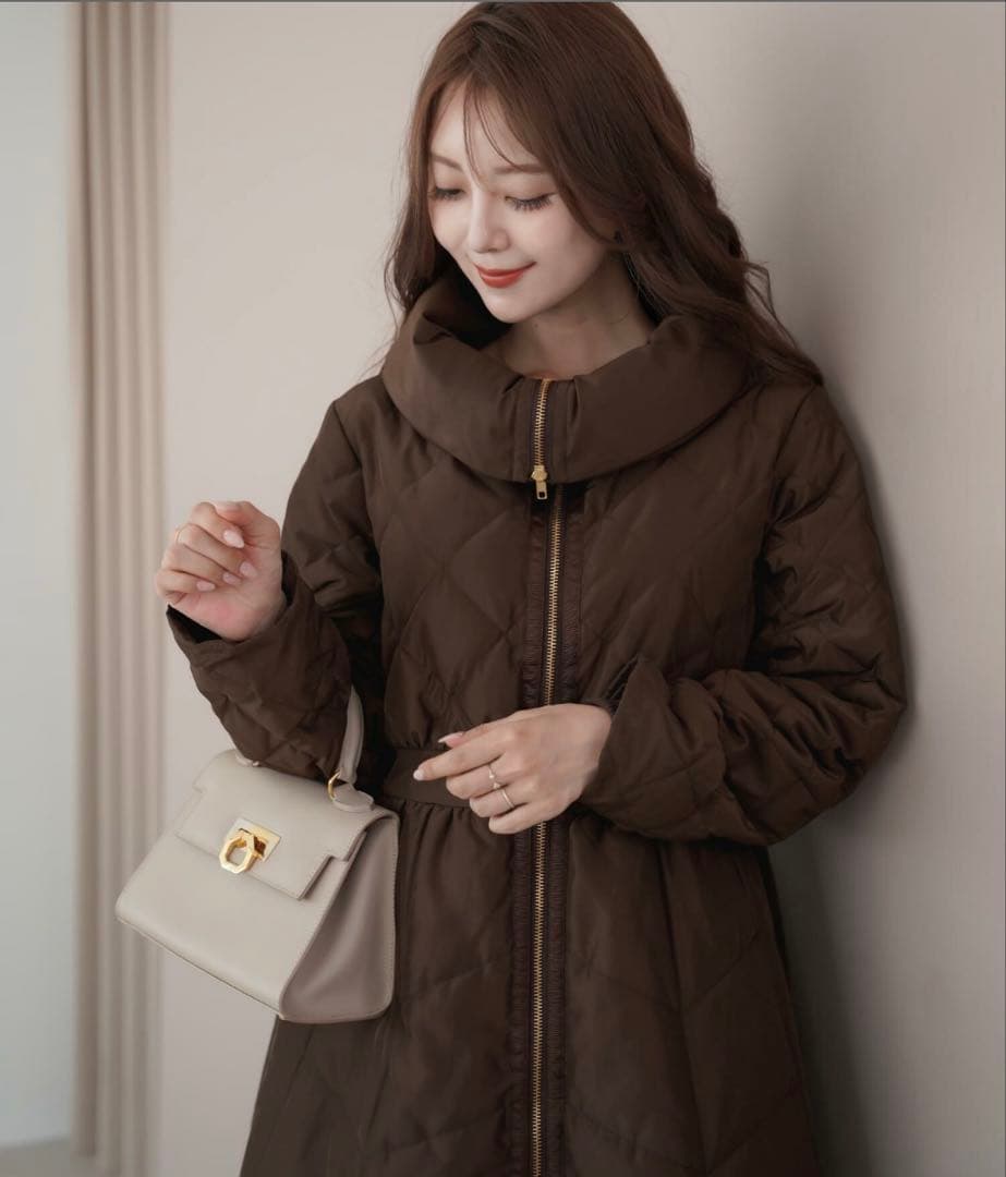 ビッグカラー フレア ダウン ドレスコート le reve vaniller