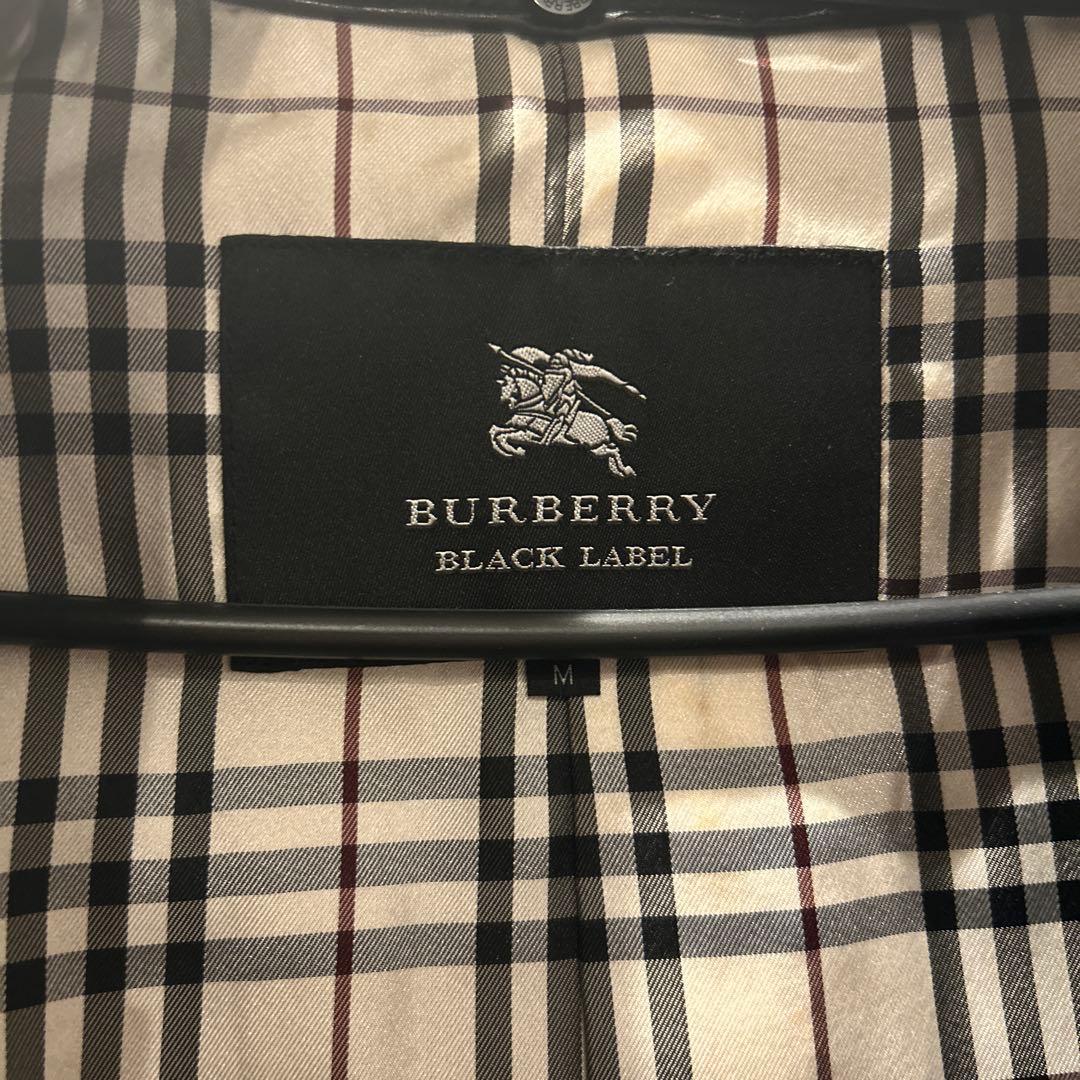 高級　美品　バーバリー　レザーコート　ジャケット　ブラック　黒　M ロング