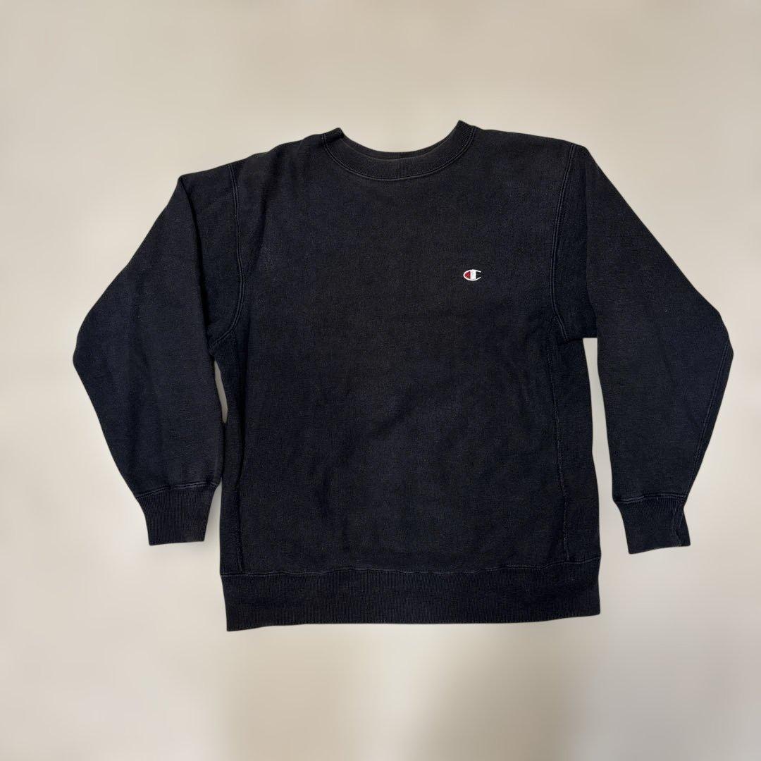 こ*じ様 90s 刺繍タグ リバースウィーブ ブラック L(14〜16)