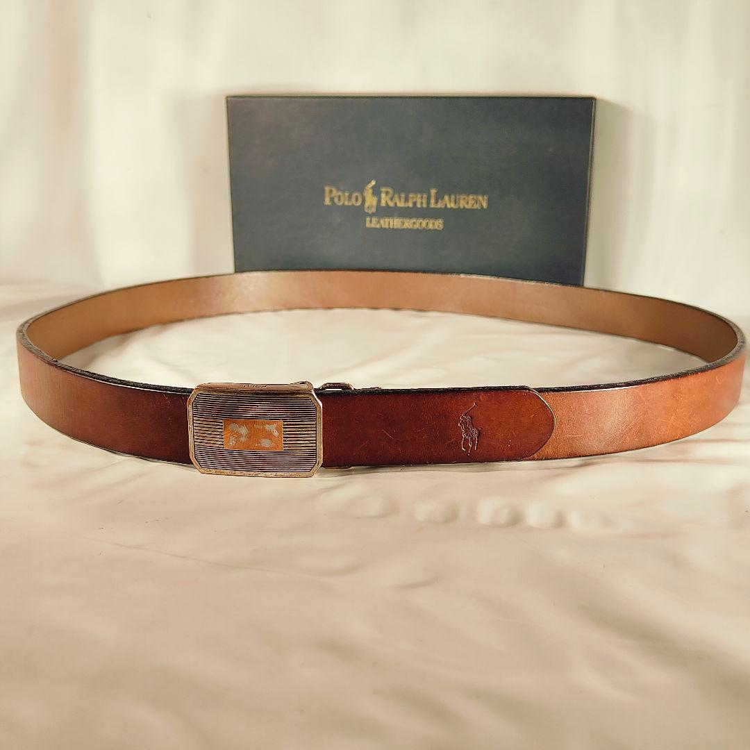 【ヴィンテージ】PRL RALPH LAUREN　高級厚本革ドレスベルト　正規品