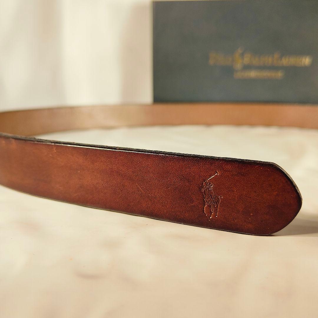 【ヴィンテージ】PRL RALPH LAUREN　高級厚本革ドレスベルト　正規品