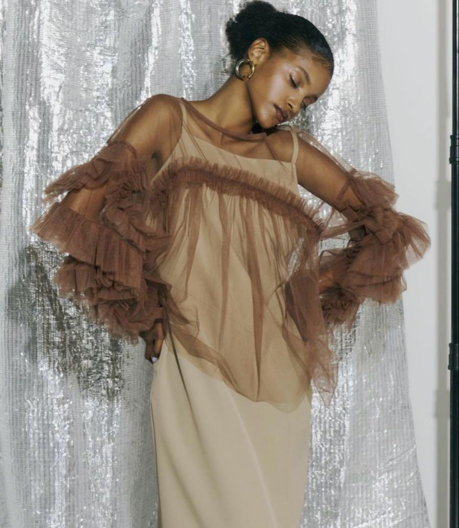 andresd チュールトップス ブラウン