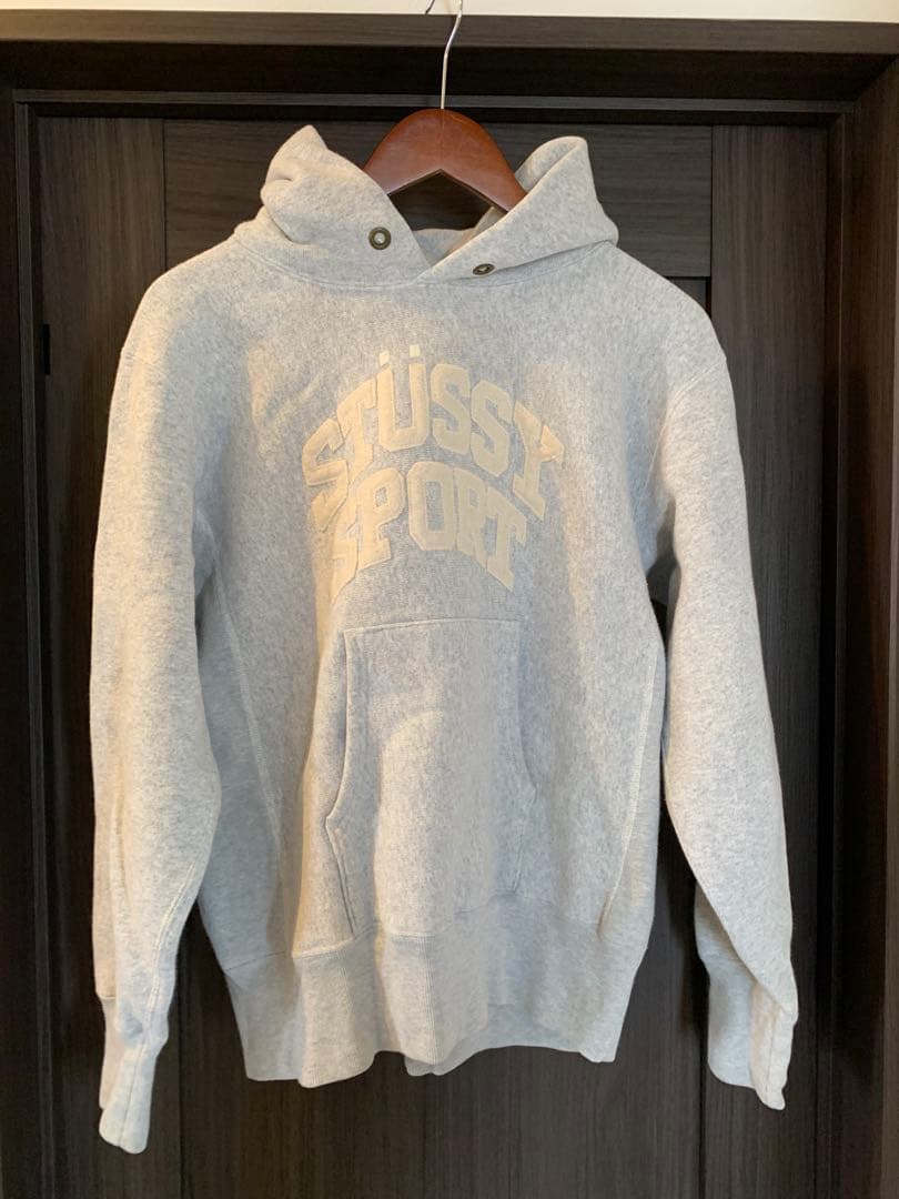 【美品】ステューシー × チャンピオン リバースウィーブ パーカー 刺繍ロゴ L