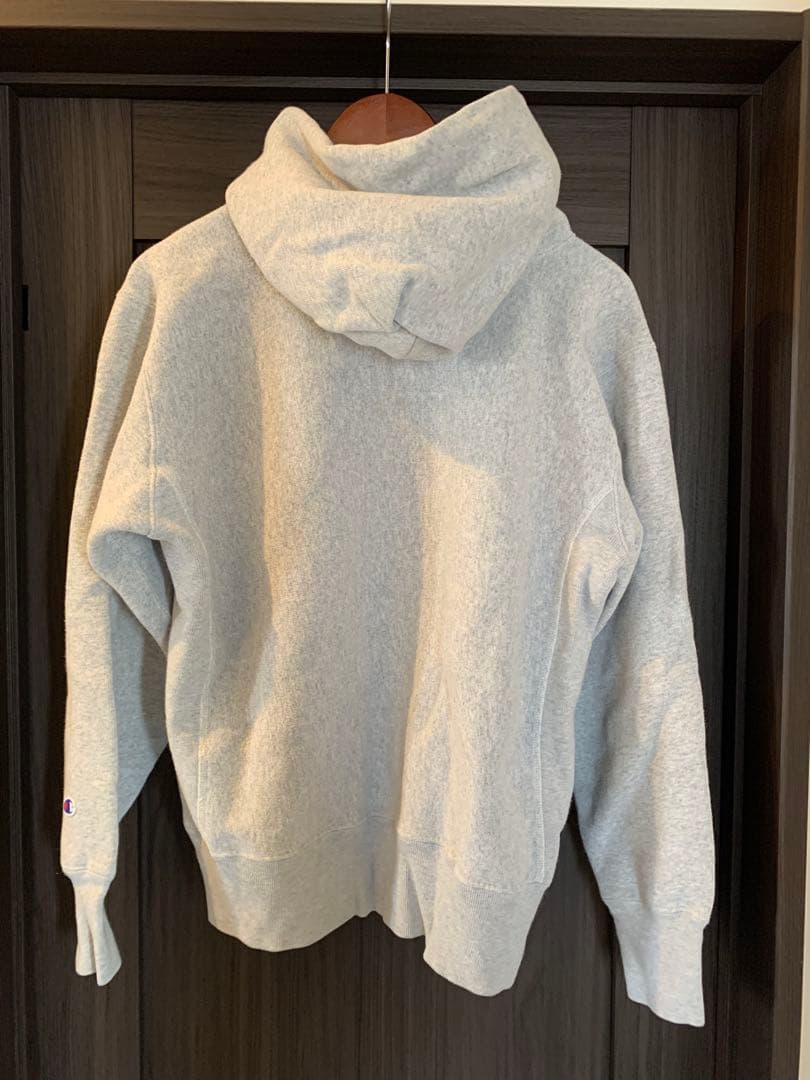 【美品】ステューシー × チャンピオン リバースウィーブ パーカー 刺繍ロゴ L