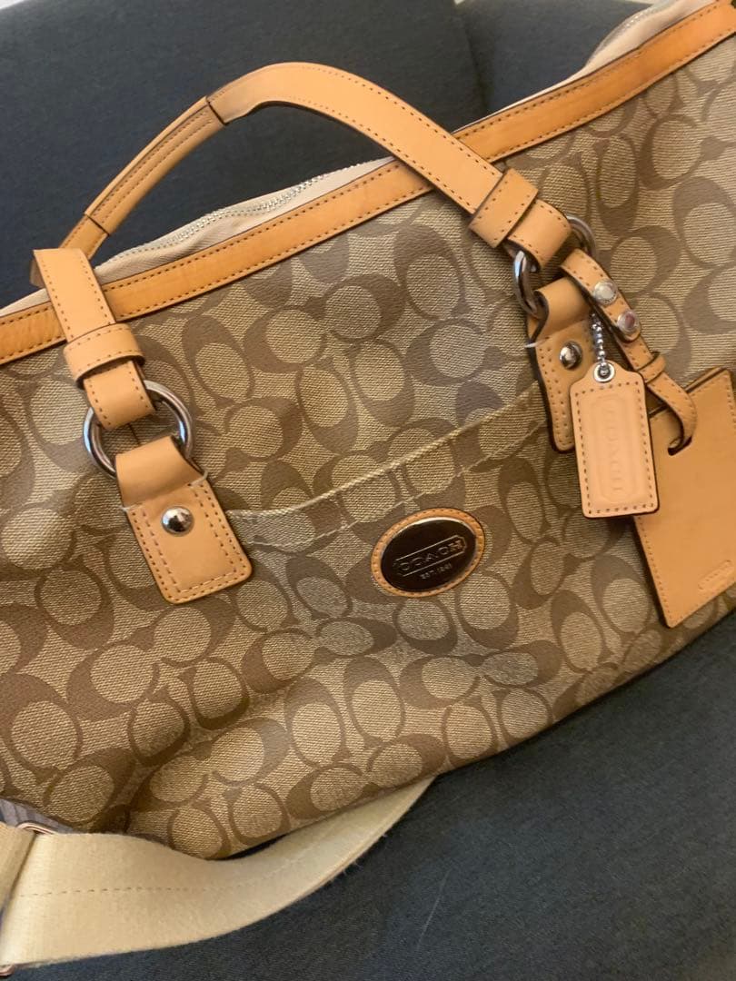 Coach ボストンバッグ ブラウン ベージュ　美品