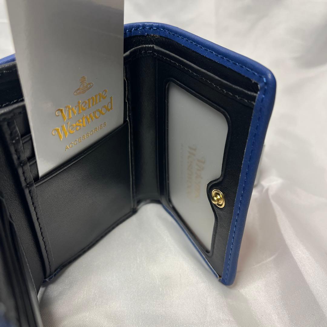 新品 Vivienne Westwood レッド青ライン 三つ折り財布 一粒万倍