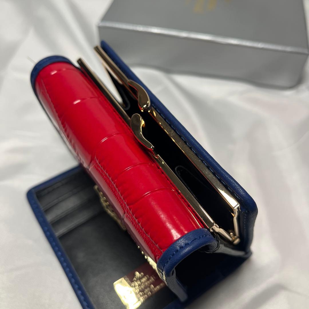 新品 Vivienne Westwood レッド青ライン 三つ折り財布 一粒万倍