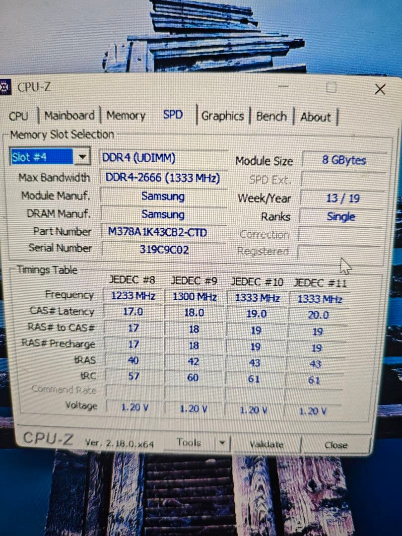 samsung DDR4 8G4枚　合計32G　 動作確認　2　　メモリ