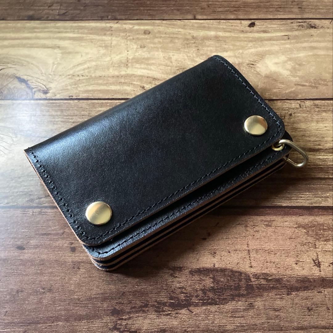 【★RAT★】ミドルトラッカーウォレット茶芯ブラック【お札を折らずに収納】