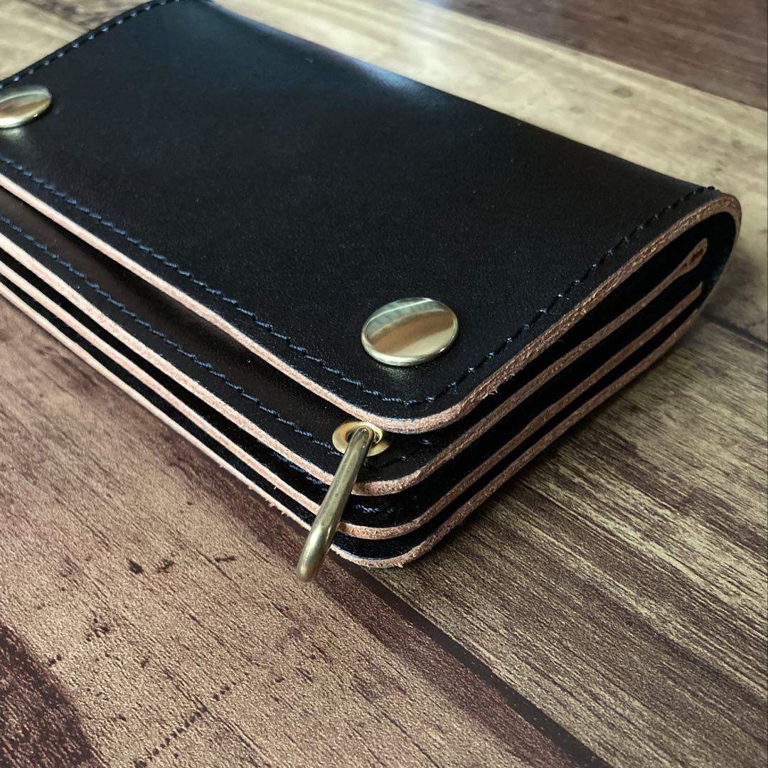 【★RAT★】ミドルトラッカーウォレット茶芯ブラック【お札を折らずに収納】