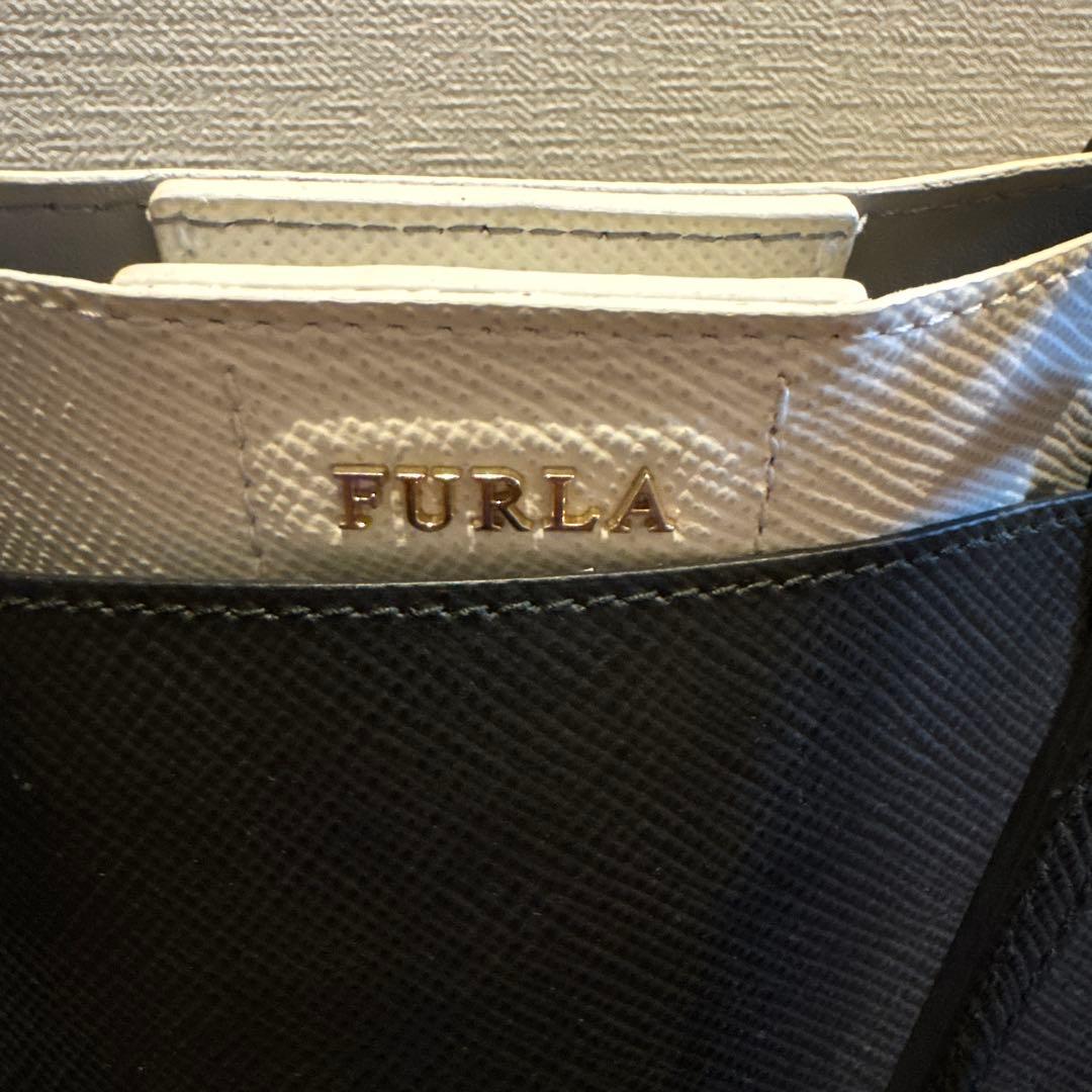 【美品】FURLA トートバッグ ファンタジア黒/白バイカラー