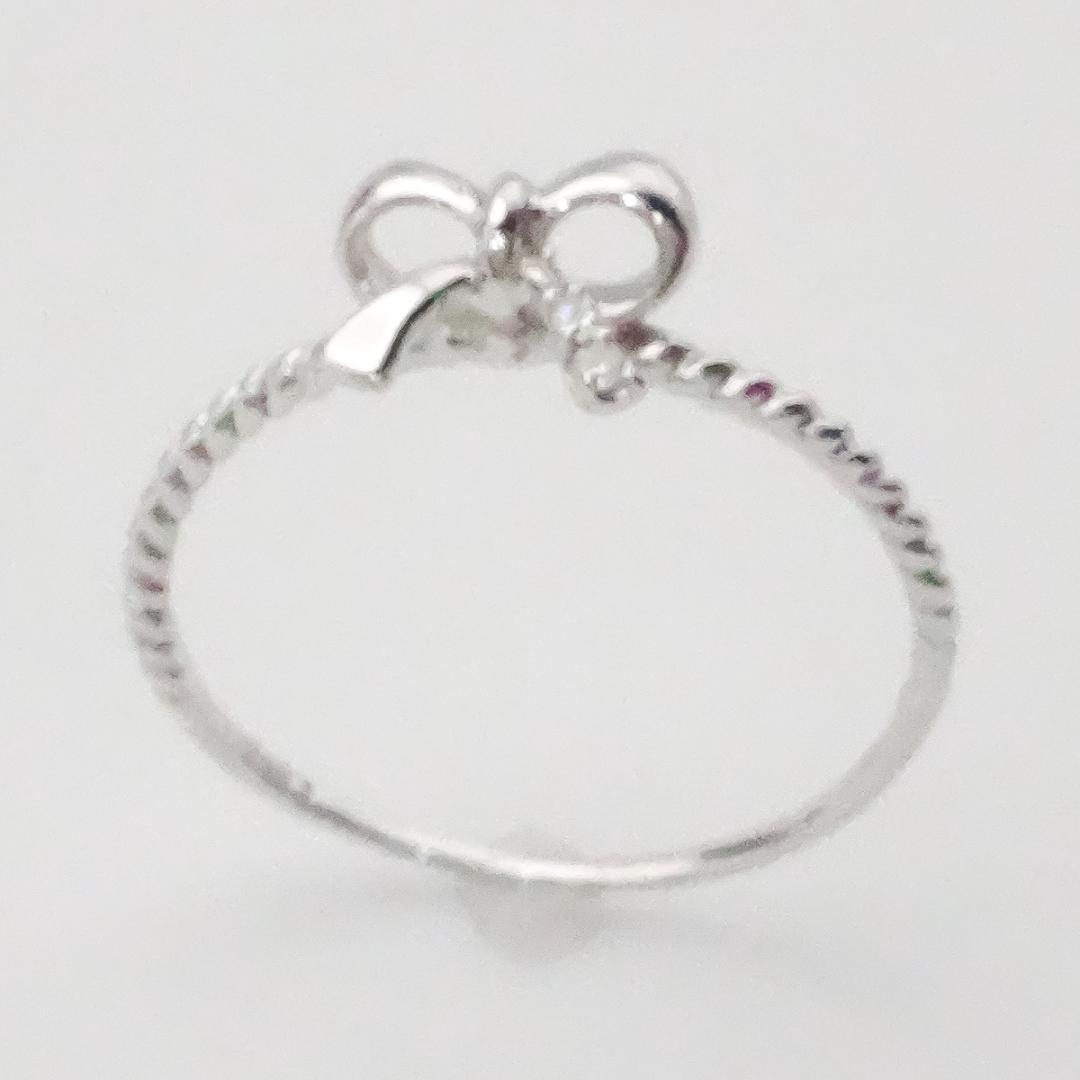 【美品】K10 ホワイトゴールド 天然ダイヤモンド リング＊11号 0.83g