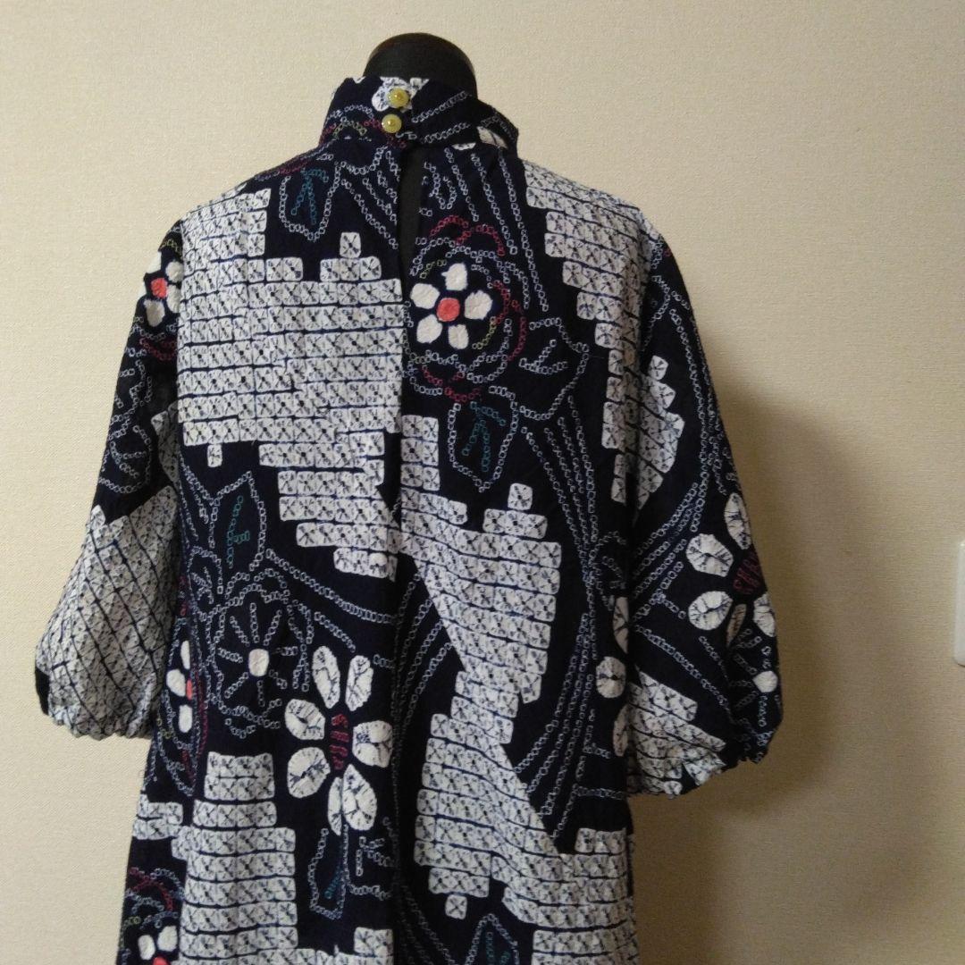 有松絞りリメイク　ワンピース　セットアップ上下