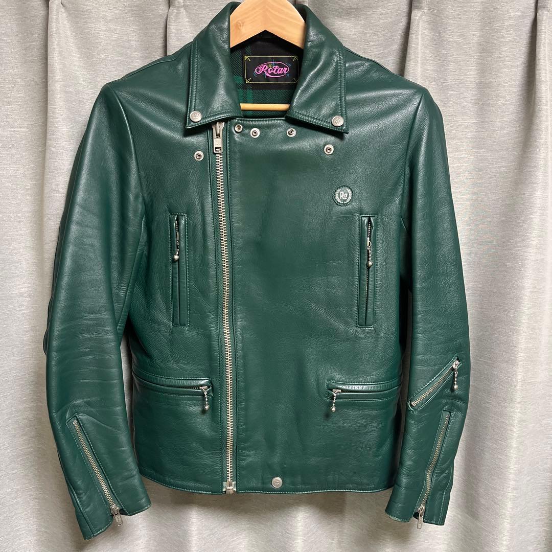 そ*ら様 rotar ローター ライダース グリーン　Mレザー 牛革
