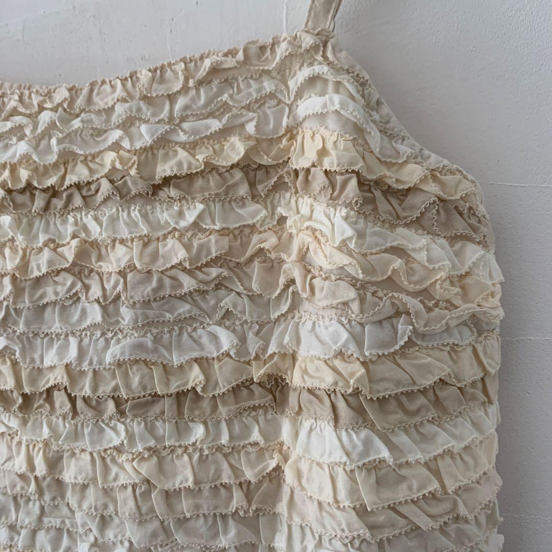 ピンクハウス　キャミソール　ピコフリル　ベージュ系　かわいい