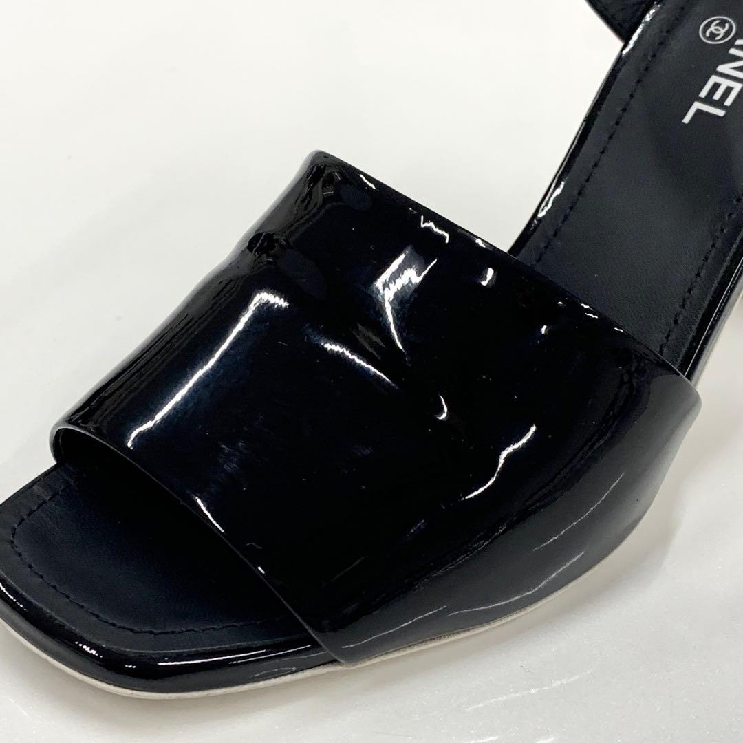 シャネル パテント ココマーク サンダル ブラック