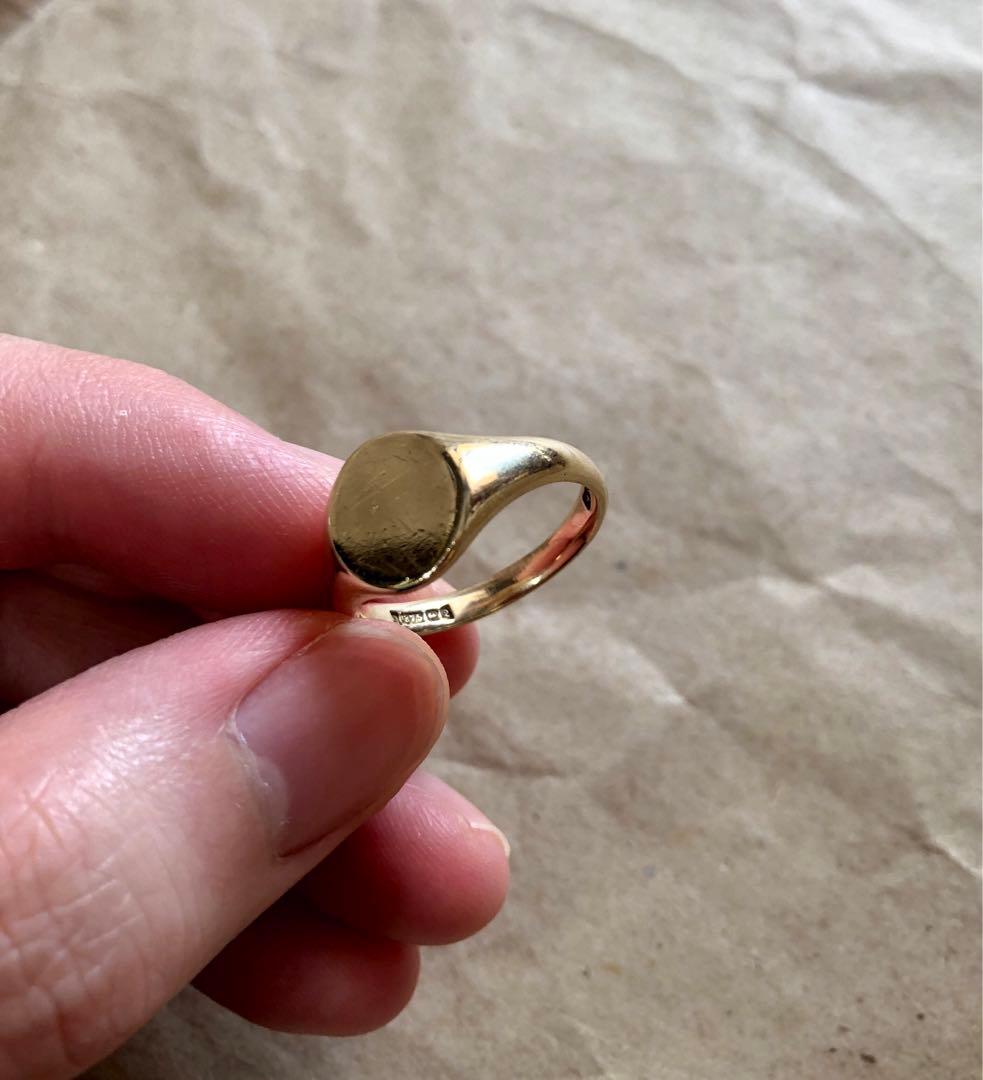 希少品 vintage 英国製 9K シグネットリング 15号程