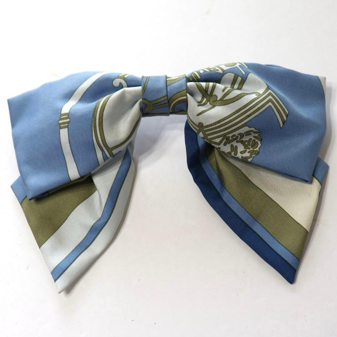 美品 HERMES エルメス リボン バレッタ シルク グルネル エクスリブス