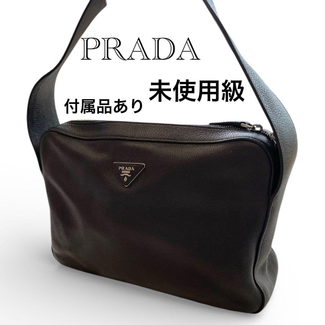 【未使用級】PRADA プラダ ショルダーバッグ レザー ブラック 黒