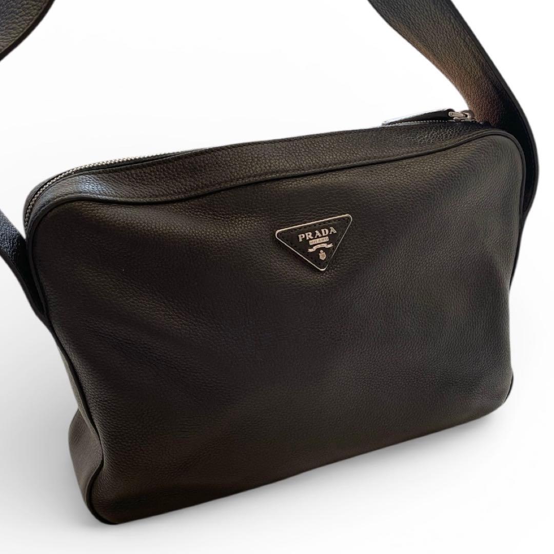 【未使用級】PRADA プラダ ショルダーバッグ レザー ブラック 黒