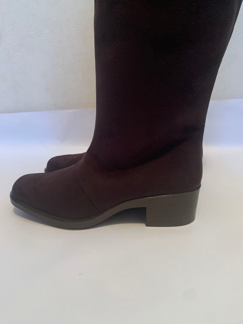 【新品未使用】TOP DRY ダークブラウン ファー付きロングブーツ