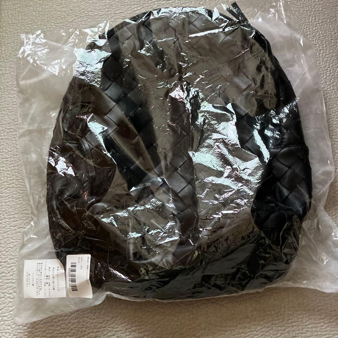 本革メッシュリュック　ブラック　ハルメク