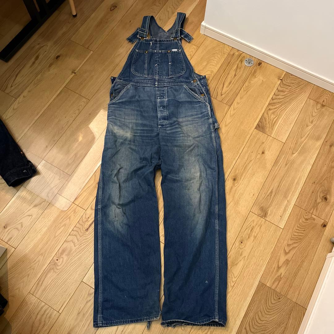 70s USA製 ヴィンテージ Lee デニムオーバーオール Lサイズ