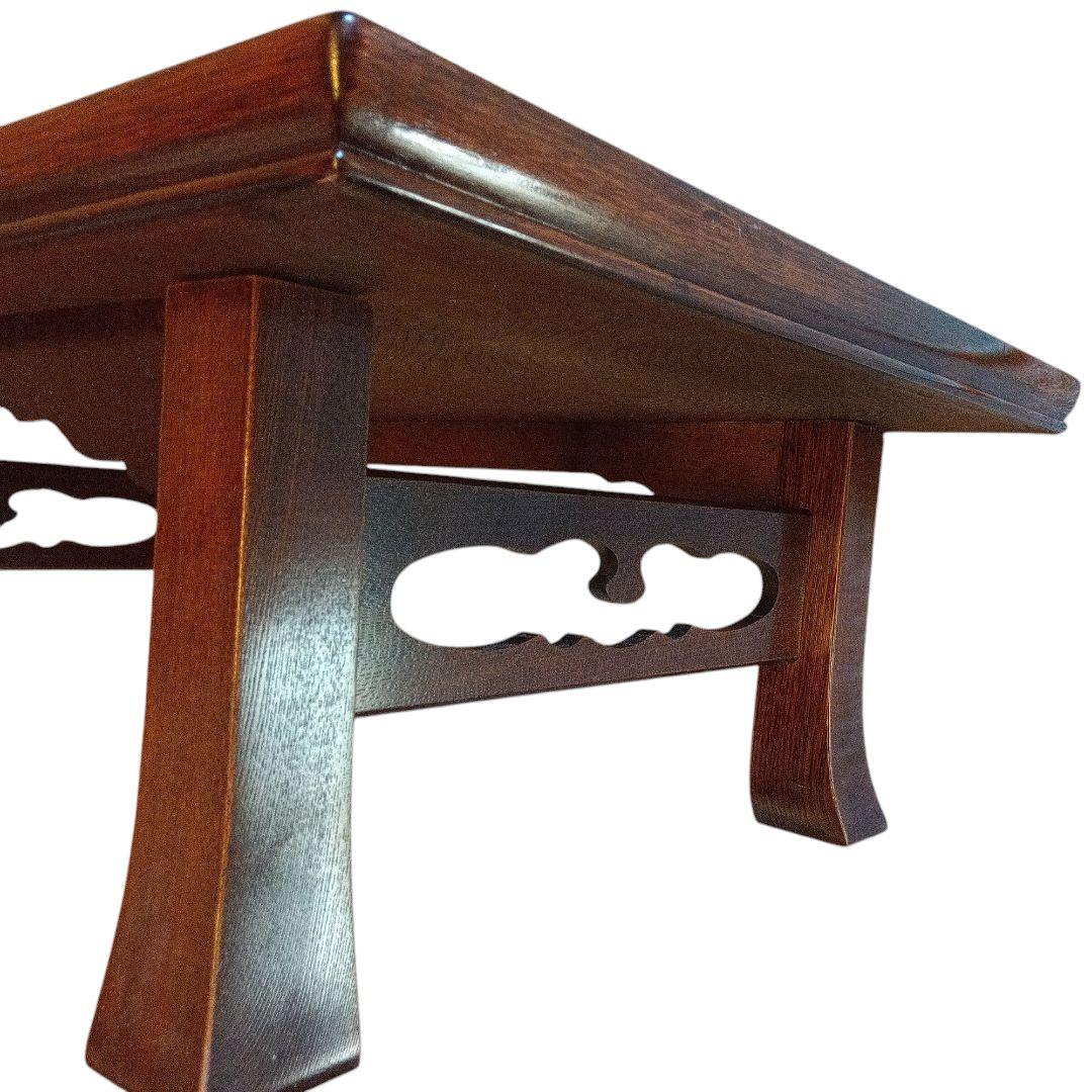 《文机》天然木（栃）柾目 90×60cm 濃い茶色　和アンティーク調　座卓　美品