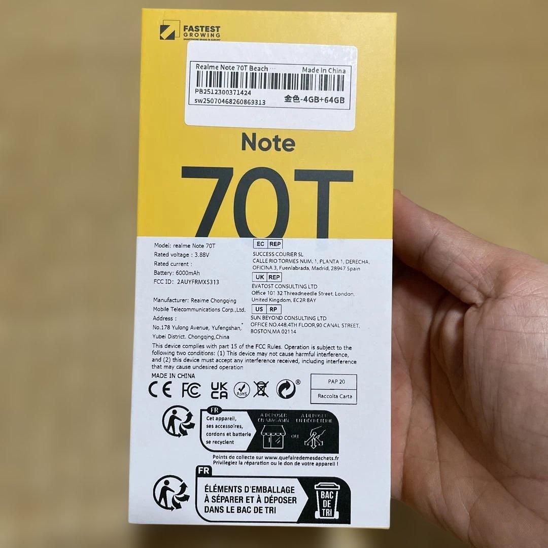 スマートフォン本体 Realme Note 70T 64GB 4GB RAM