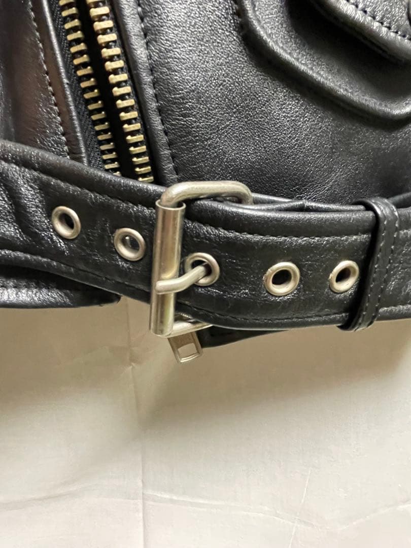 ブラック ダブルライダースジャケット レザー　Lサイズ