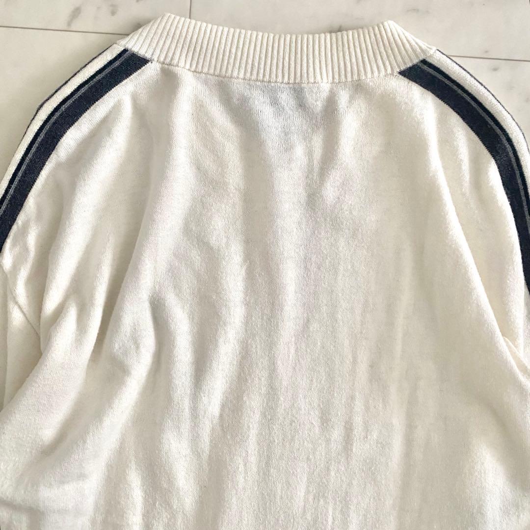 美品 モラビト レザーロゴチャーム付き ニットブルゾン カーディガン 40