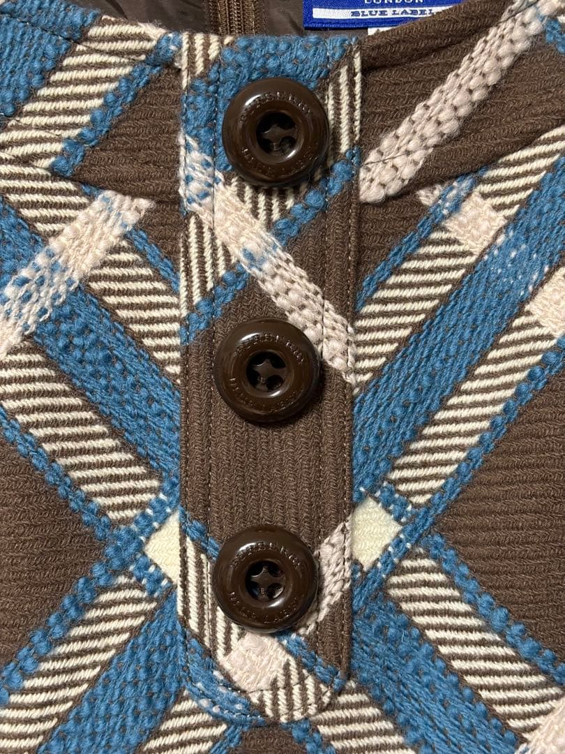 BURBERRY BLUE LABELウールツイードチェック半袖ワンピース