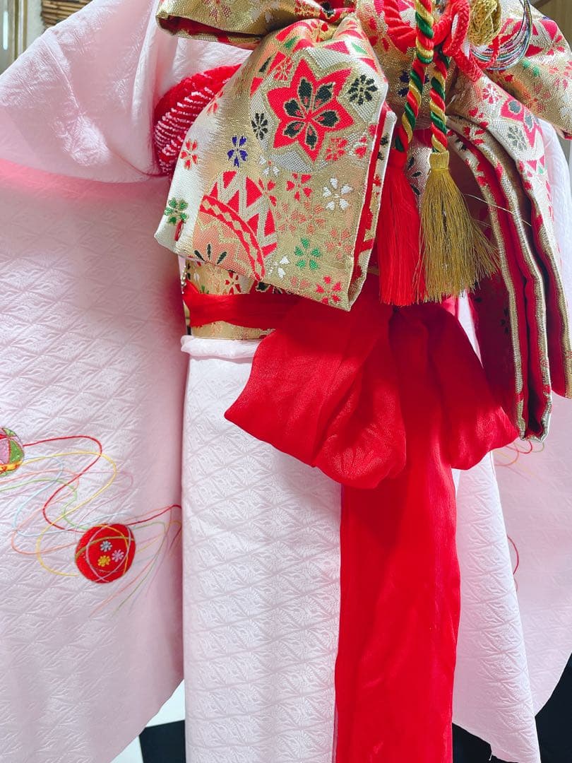 七五三5歳様薄ピンクの正絹鞠紋様