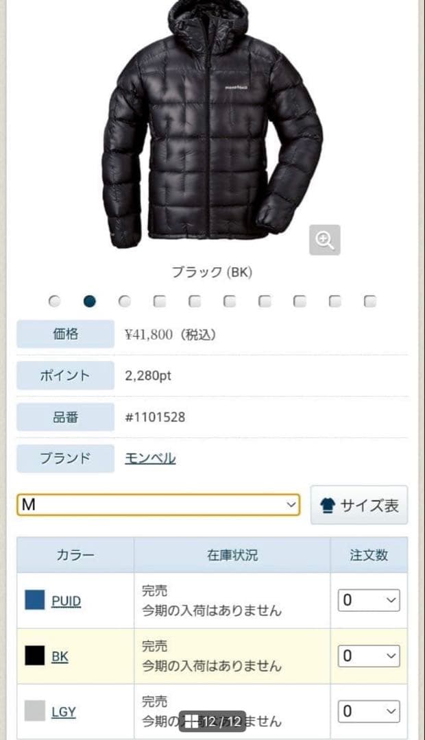 極美品モンベルプラズマ1000アルパインダウンパーカ Men'sMブラック