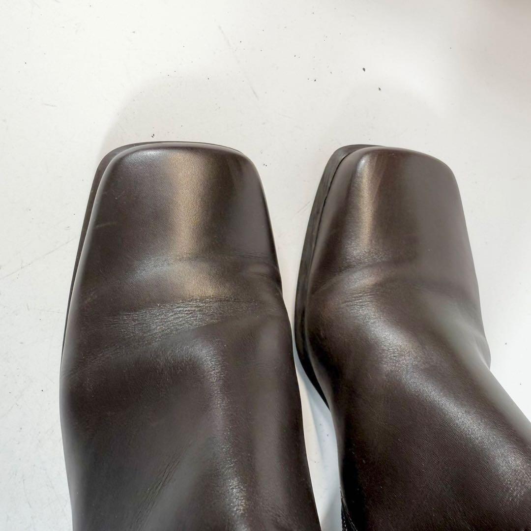 【美品】Gabor　ガボール　ロングブーツ 本革サイドジップ　スクエアトゥ　茶