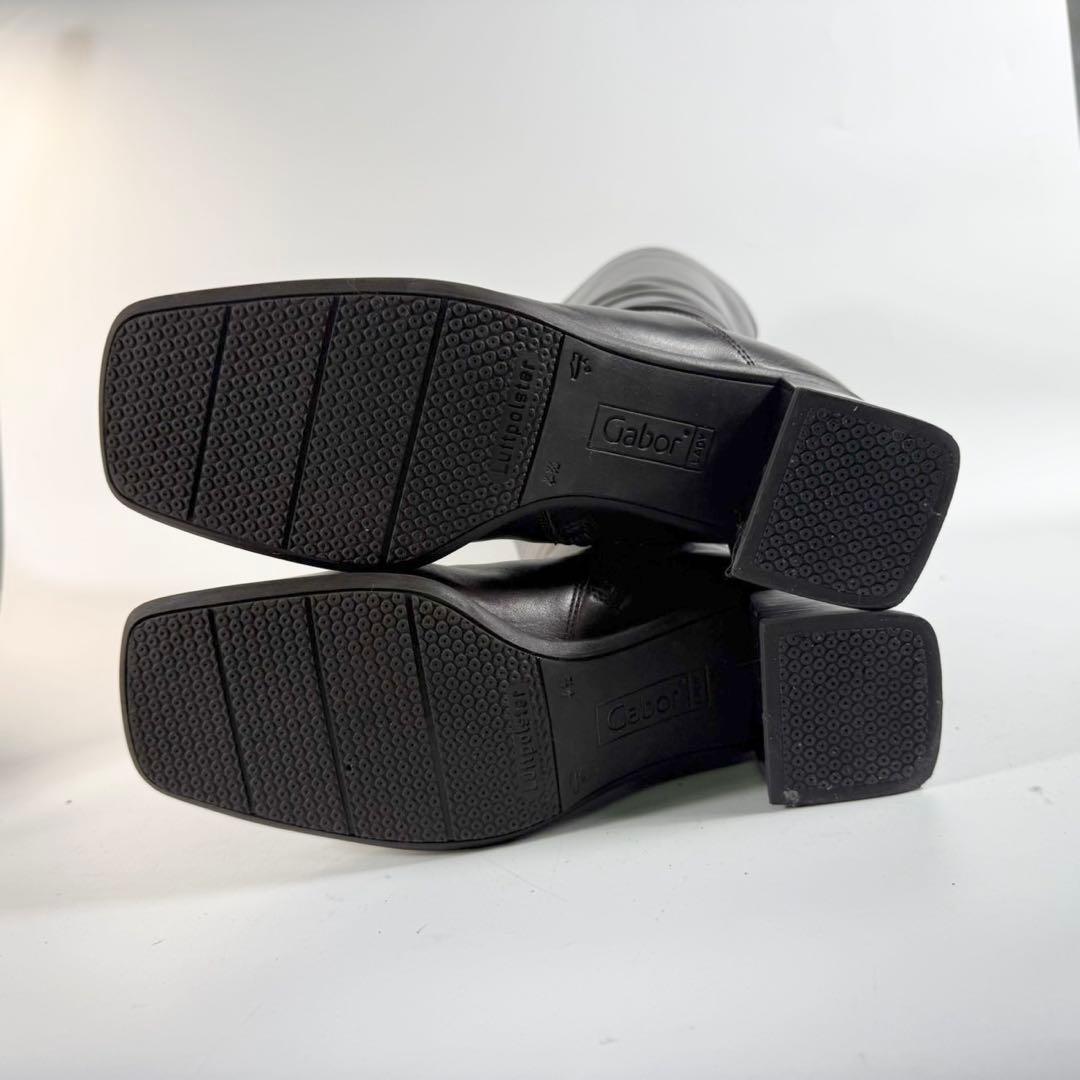 【美品】Gabor　ガボール　ロングブーツ 本革サイドジップ　スクエアトゥ　茶