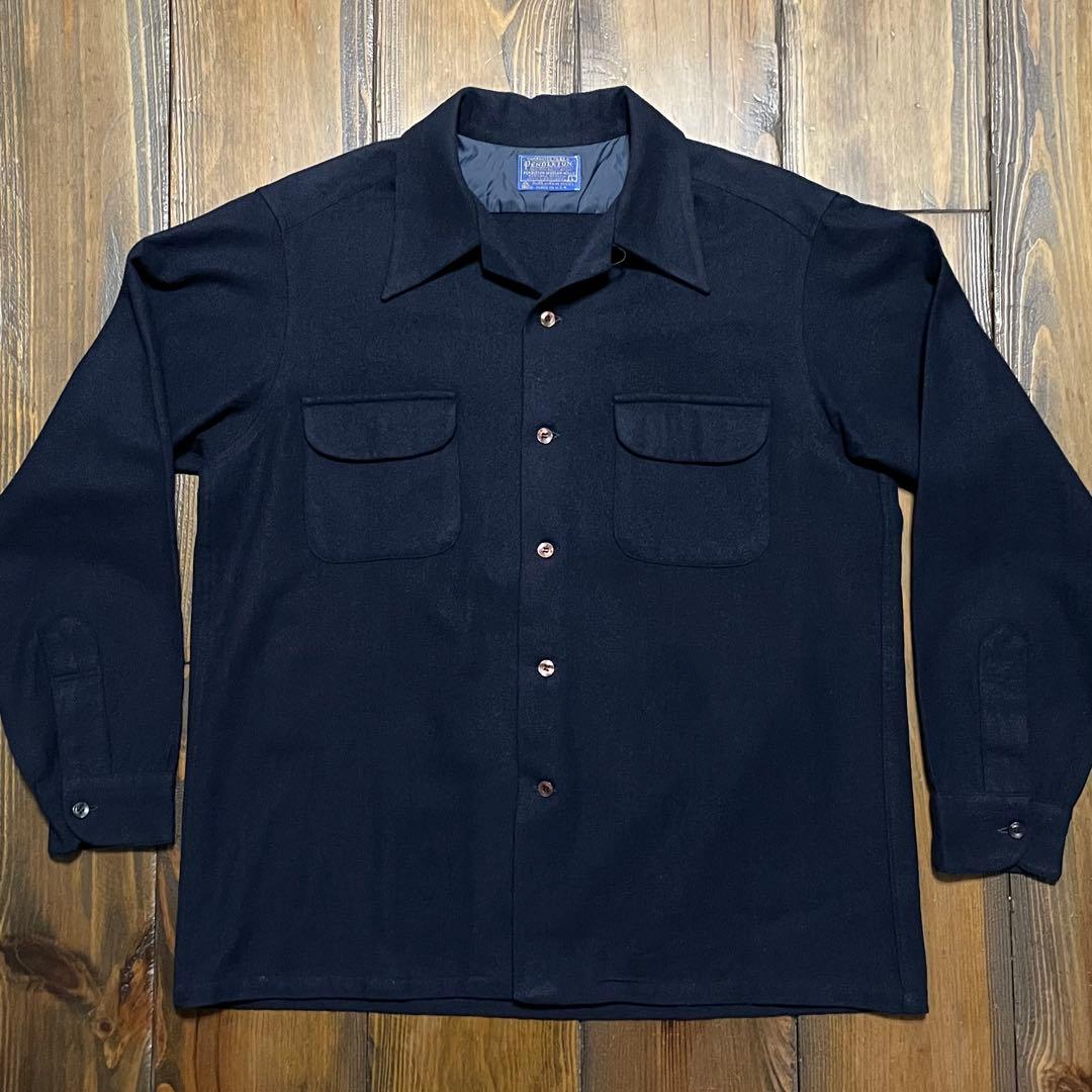 60s PENDLETON Board Shirtダークネイビー無地　美品　希少
