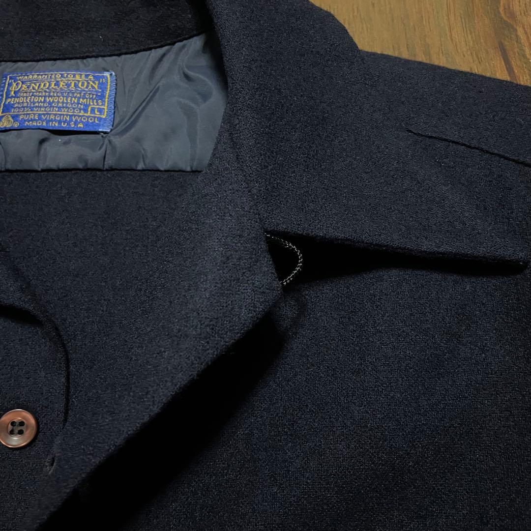 60s PENDLETON Board Shirtダークネイビー無地　美品　希少