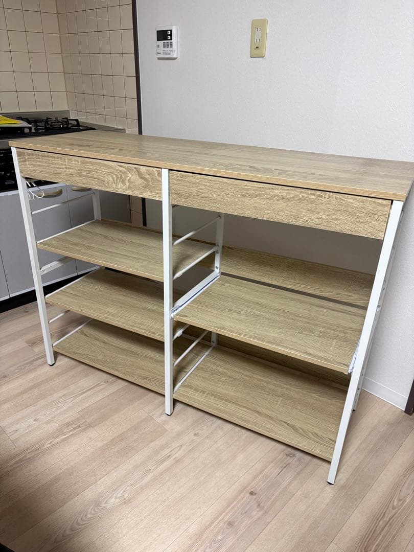 スライド棚付きキッチンカウンター (幅120cm NA)