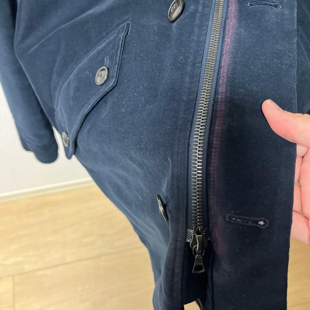 A.P.C. ネイビー ファー付きモッズコート　ＸＬ相当(表記Ｌ)