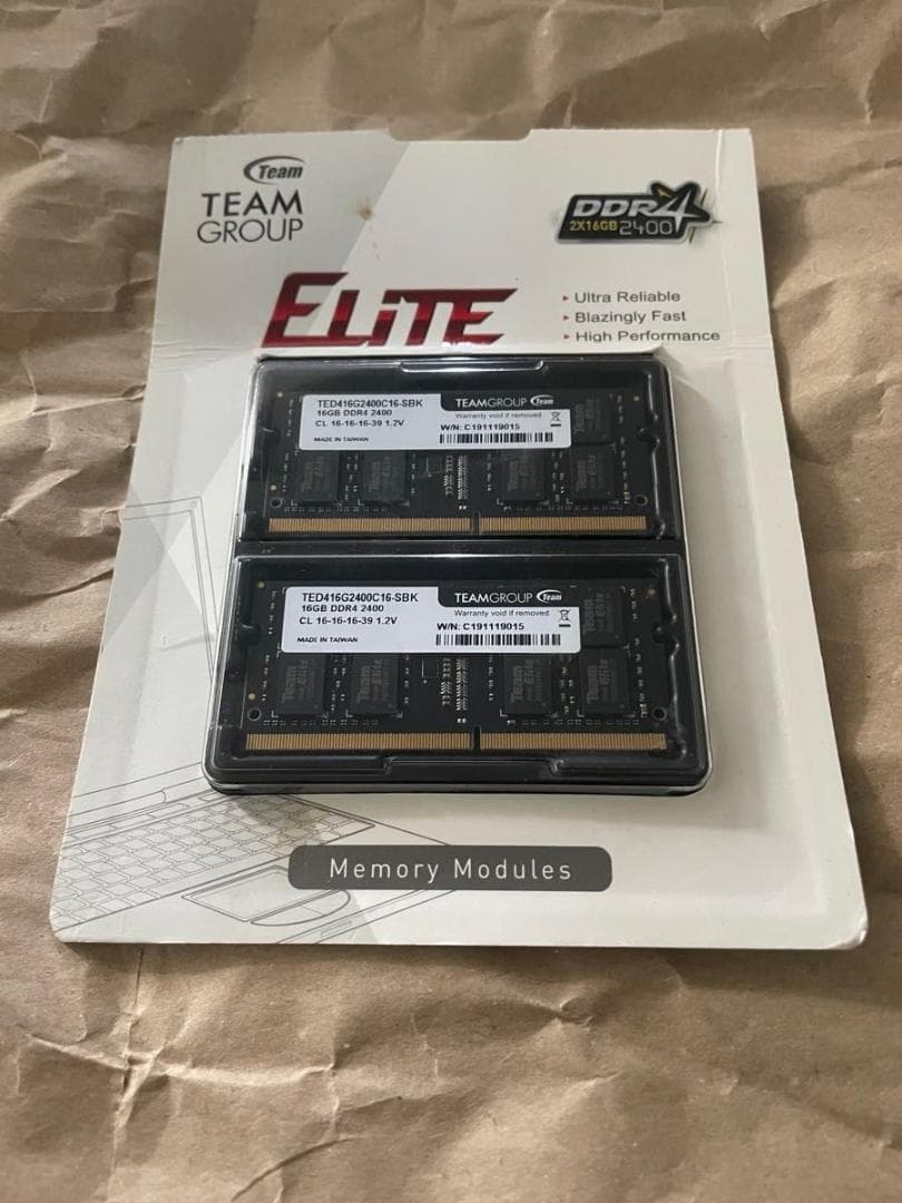 Team 32GB DDR4 2400MHz ノートPC用メモリ