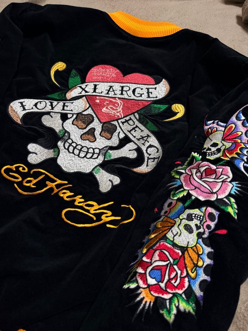 ２面用 Ed Hardy XLARGE 別珍 日本限定 スカジャン unisex