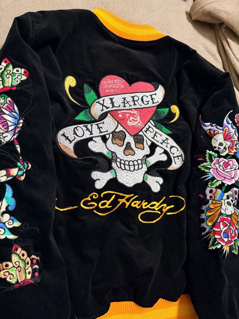 ２面用 Ed Hardy XLARGE 別珍 日本限定 スカジャン unisex
