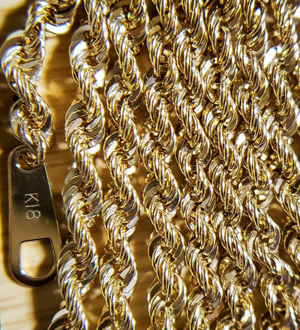 【18金 ロープチェーン50cm 4,2g❗】幅2,7mm新品未使用✨鑑別書付❕