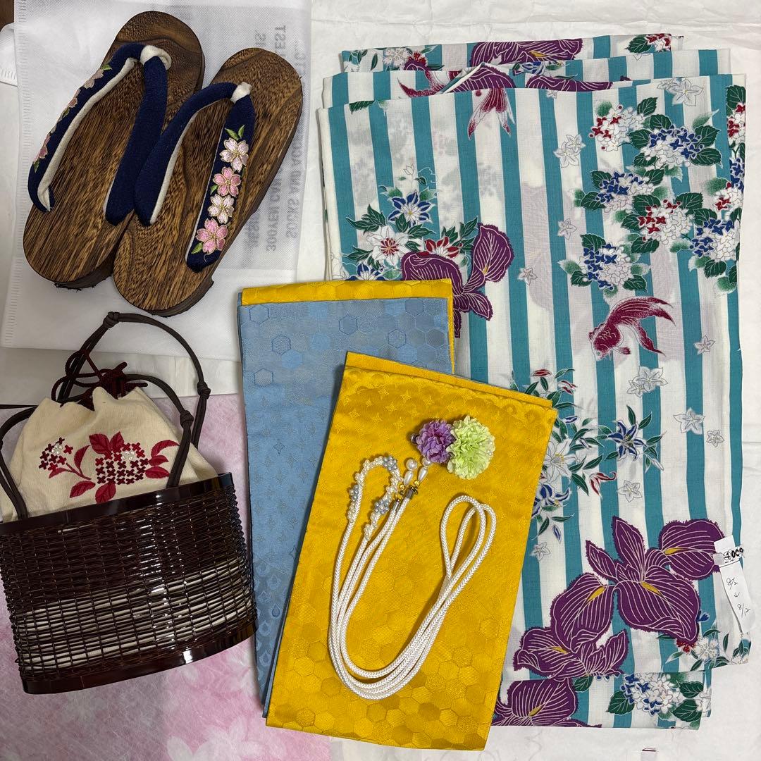 撫松庵　洗える浴衣　帯セット