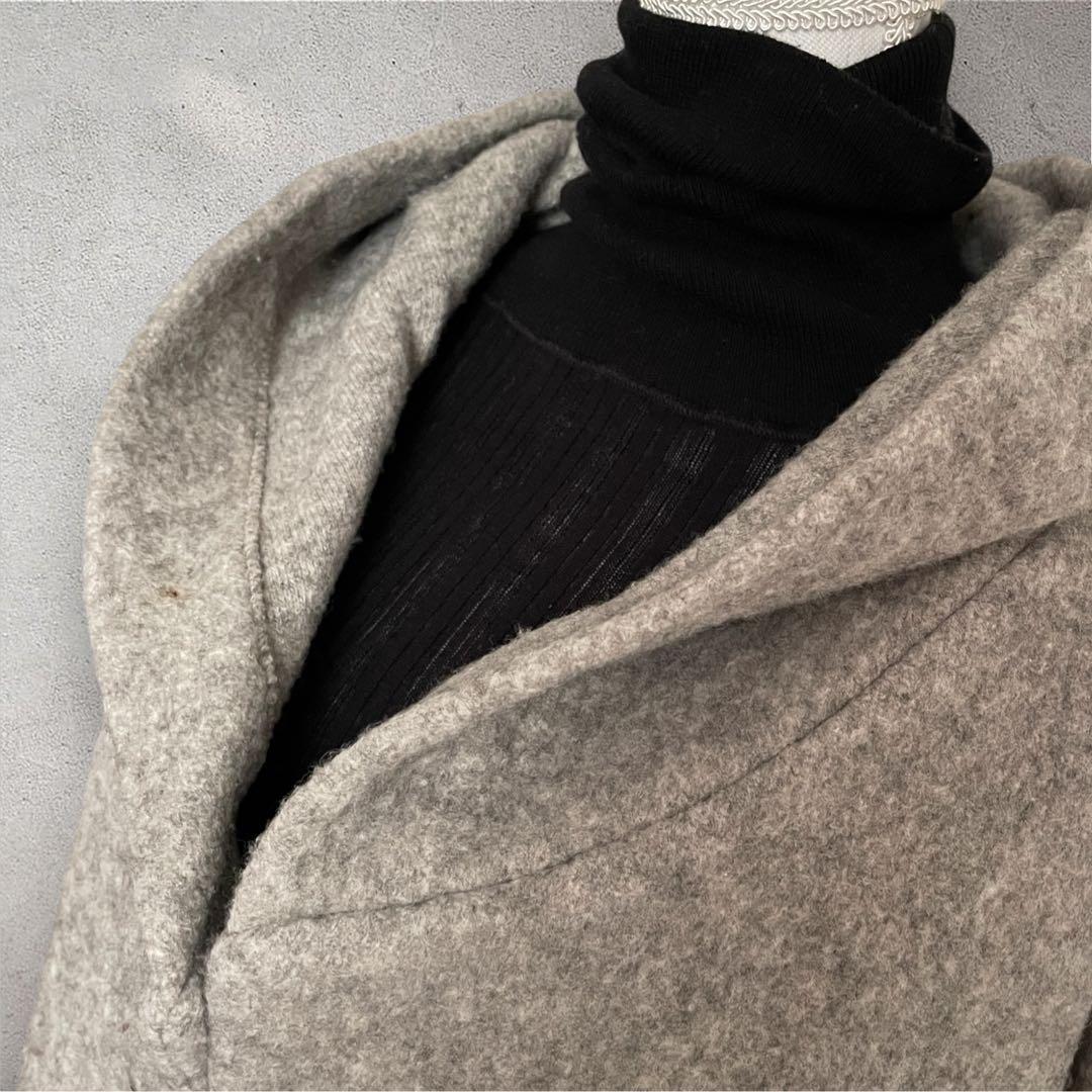 evam evaエヴァムエヴァ ウール フーデッドコート グレー 美品