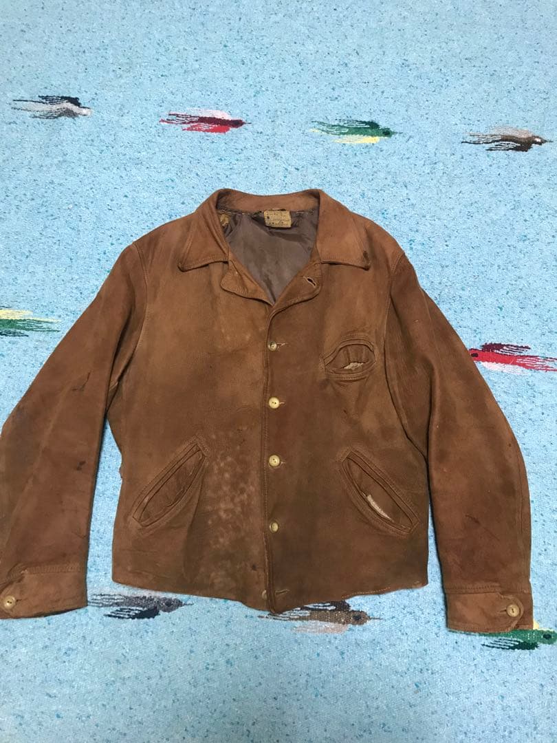 40s BLOCK BILT ヌバック レザージャケット ライダース コサック