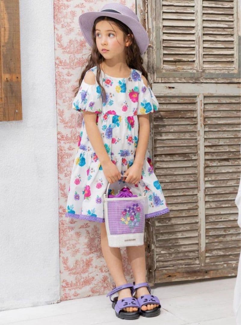 アナスイミニ　140 Vivid Floral 花柄ティアードワンピース