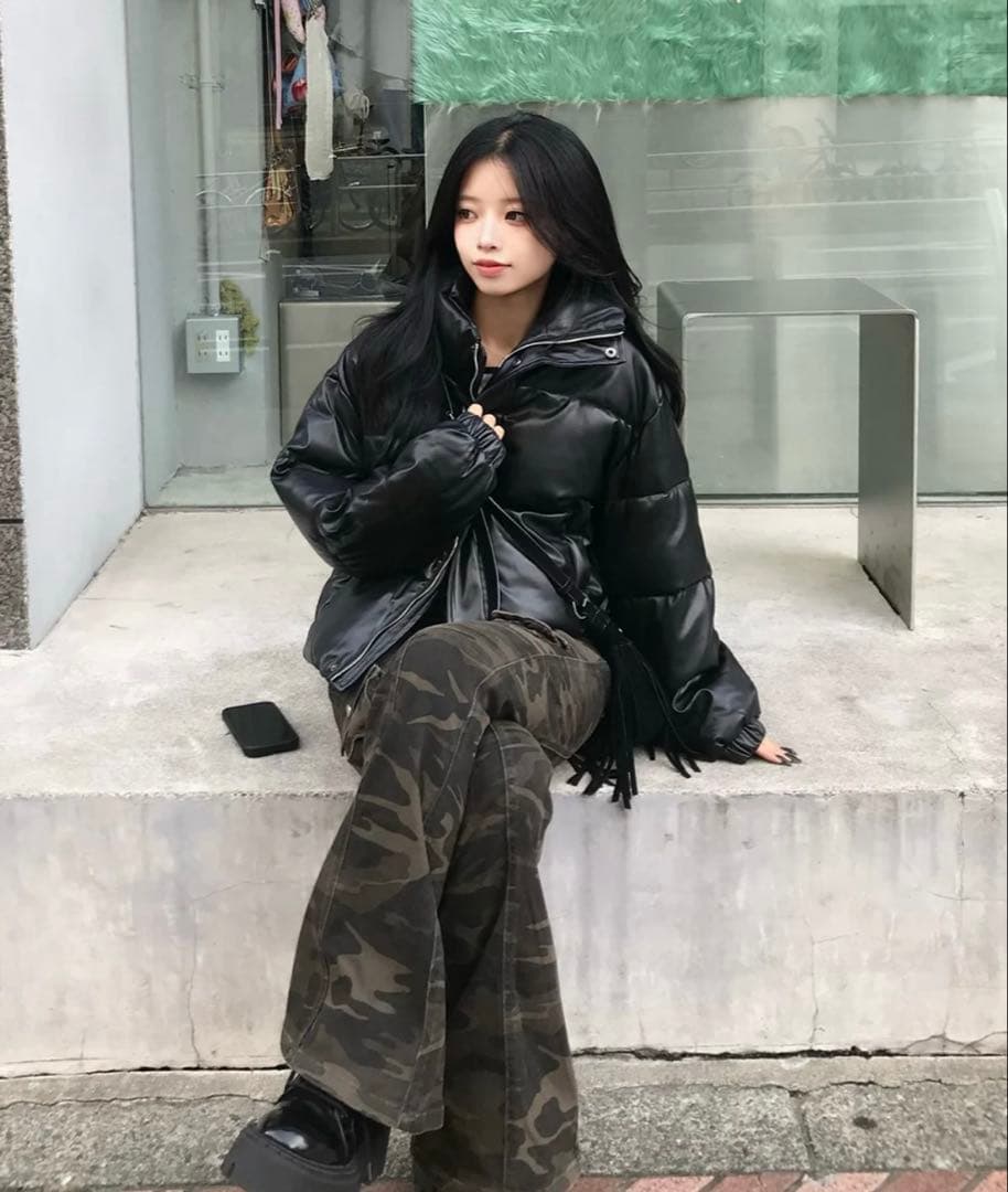 emmy レザータッチパデッドショートブルゾン ブラック 即発送可